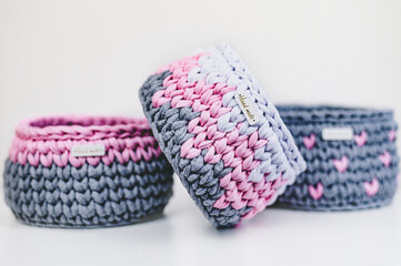 Crochet Nursery Baskets Home Decor