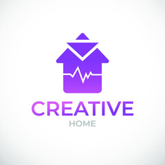 Creative home logo design, house icon, geometric house icon, gradient company design, real estate concept, interior and exterior design
