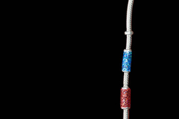 Beautiful silver anklets in red and sky