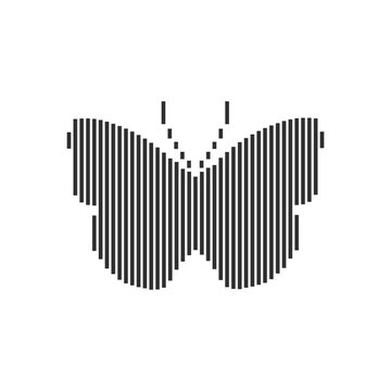 Vector lined silhouette of a butterfly on white background.
