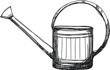 Watering can vintage, hand drawn design, vector © Lina_Lisichka