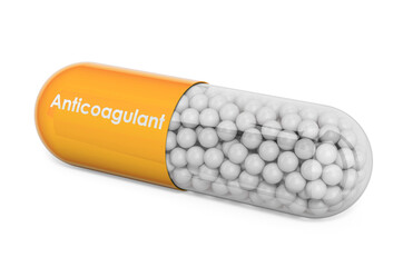 Anticoagulant Drug, capsule with anticoagulant. 3D rendering