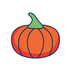 pumpkin fruit icon, line fill style