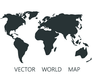 World map vector, isolated on white background. Flat World, gray map template for website pattern.
