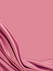 Beautiful elegant wavy pale pink satin silk luxury cloth fabric texture, abstract background design. Copy space