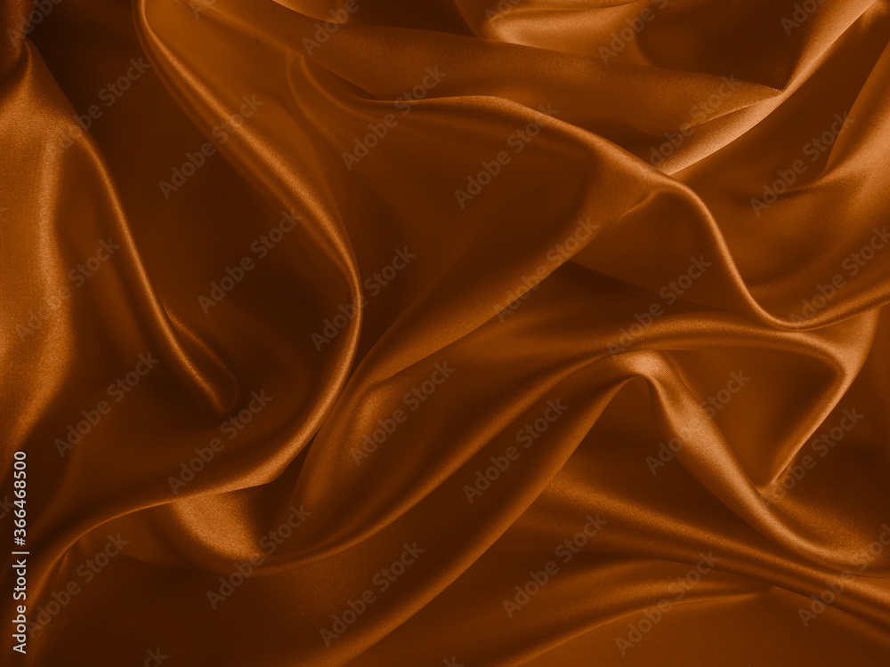 Wall mural beautiful elegant wavy brown satin silk luxury cloth fabric texture, abstract background design. cop