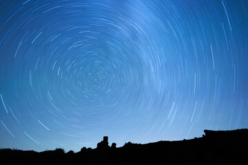 a nice view of a circumpolar with a startrails in the province of guadalajara in spain