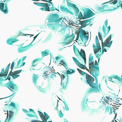 Floral Seamless Pattern. Hand Painted Background.