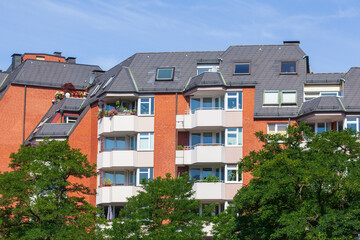 Modernes Wohngebäude aus Backstein, Mehrfamilienhaus, , Hamburg, Deutschland, Europa