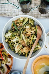 Broccoli and Asparagus Dish - 366470115
