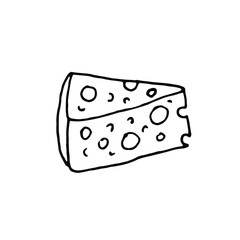 hand drawn slice of cheese isolated on white background. cheese logo emblem icon. cheese market sign