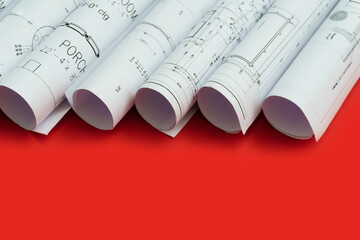 The part of engineering project. Technology blueprint roll