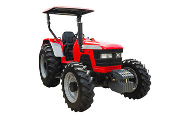 Small agricultural tractor isolated on a white background