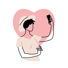 Young woman in love with cell phone in hand