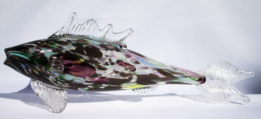A very colorful fish made of glass. Mouth blown from Murano.