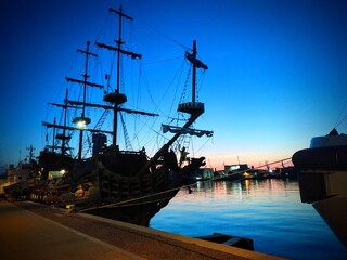 ship at sunset