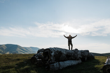 Young man exploring the great outdoors