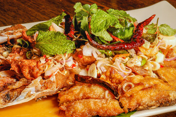 Thai Cuisine Deep Fried Sea Bass with Chilli Sauce