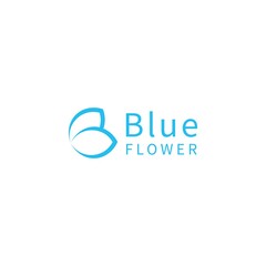 Obraz premium Simple Blue Flower Logo elegant Vector design