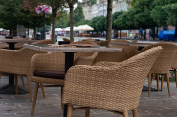 Fototapeta na wymiar outdoor cafe tables