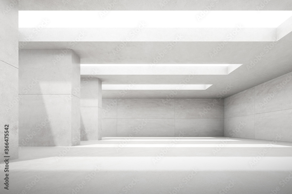 Poster abstract architecture space, interior with concrete wall. 3d render.