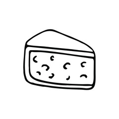hand drawn slice of cheese isolated on white background. cheese logo emblem icon. cheese market sign