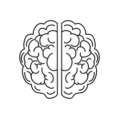 human brain icon, line style