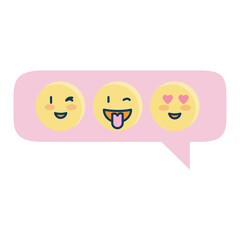Isolated happy emojis inside bubble vector design