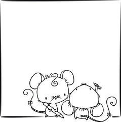 vector cartoon Mouse with border