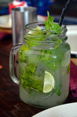 mojito drink  with mint and basil