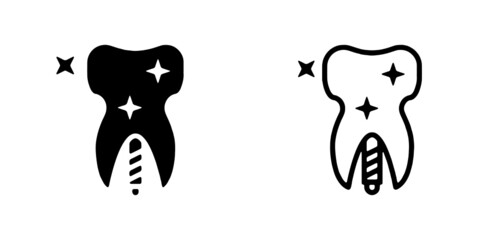 Set Of vector illusion icon of Teeth