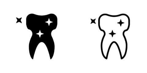 Set Of vector illusion icon of Teeth