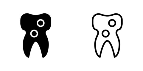 Set Of vector illusion icon of Teeth