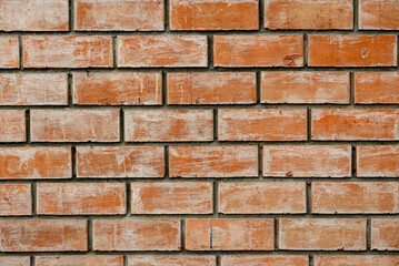 The wall of a modern building made of orange brick