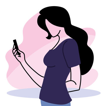 Young woman checking the cell phone