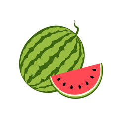 Juicy watermelon slice. Summer fruit. Vector illustration