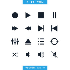 Set of Media Player Icons Vector Design Template