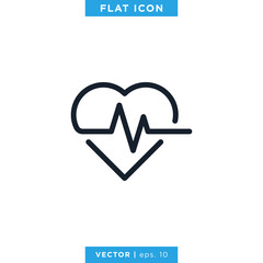 Heart Pulse Icon Vector Design Template