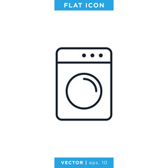 Washing Machine Icon Vector Design Template. Editable Stroke.