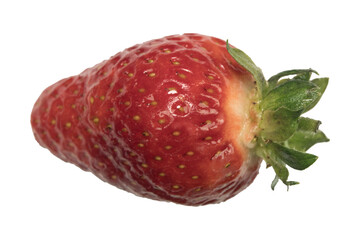Cut strawberry slice surface close up macro white isolated