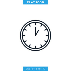 Time Clock Icon Vector Design Template. Editable Stroke.