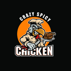 Crazy Spicy Chicken Mascot Logo