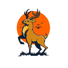 Deer in the wild with a view of Sunrise