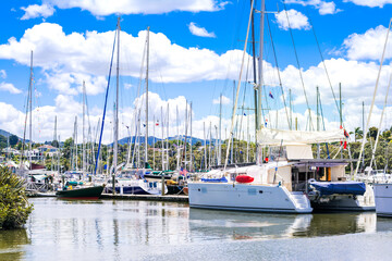 Fototapeta na wymiar Yachts and boats in marina of Whangarei,