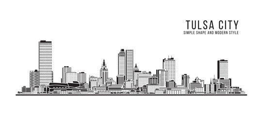 Cityscape Building Abstract Simple shape and modern style art Vector design - Tulsa city