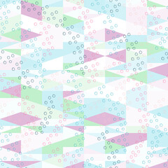 Vector seamless pattern with small flower shapes and abstract geometric mosaic background.