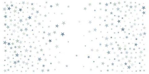 silver stars background, sparkling christmas lights confetti falling isolated on white. magic shining Flying stars glitter cosmic backdrop, sparkle vector border