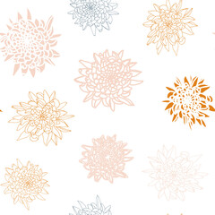 Vector seamless floral pattern with chrysanthemums. Hand drawn flowers background.