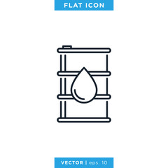 Oil Barrel Icon Vector Design Template. Editable Stroke