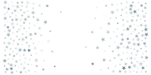 silver stars background, sparkling christmas lights confetti falling isolated on white. magic shining Flying stars glitter cosmic backdrop, sparkle vector border